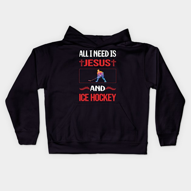 Funny Jesus Ice Hockey Kids Hoodie by Happy Life